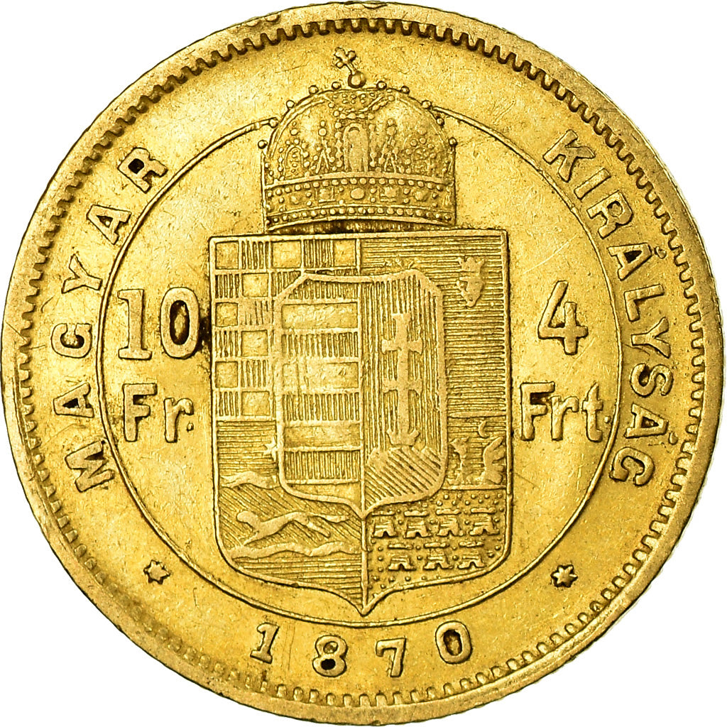 Coin, Hungary, Franz Joseph I, 4 Forint 10 Francs, 1870, Kormoczbanya