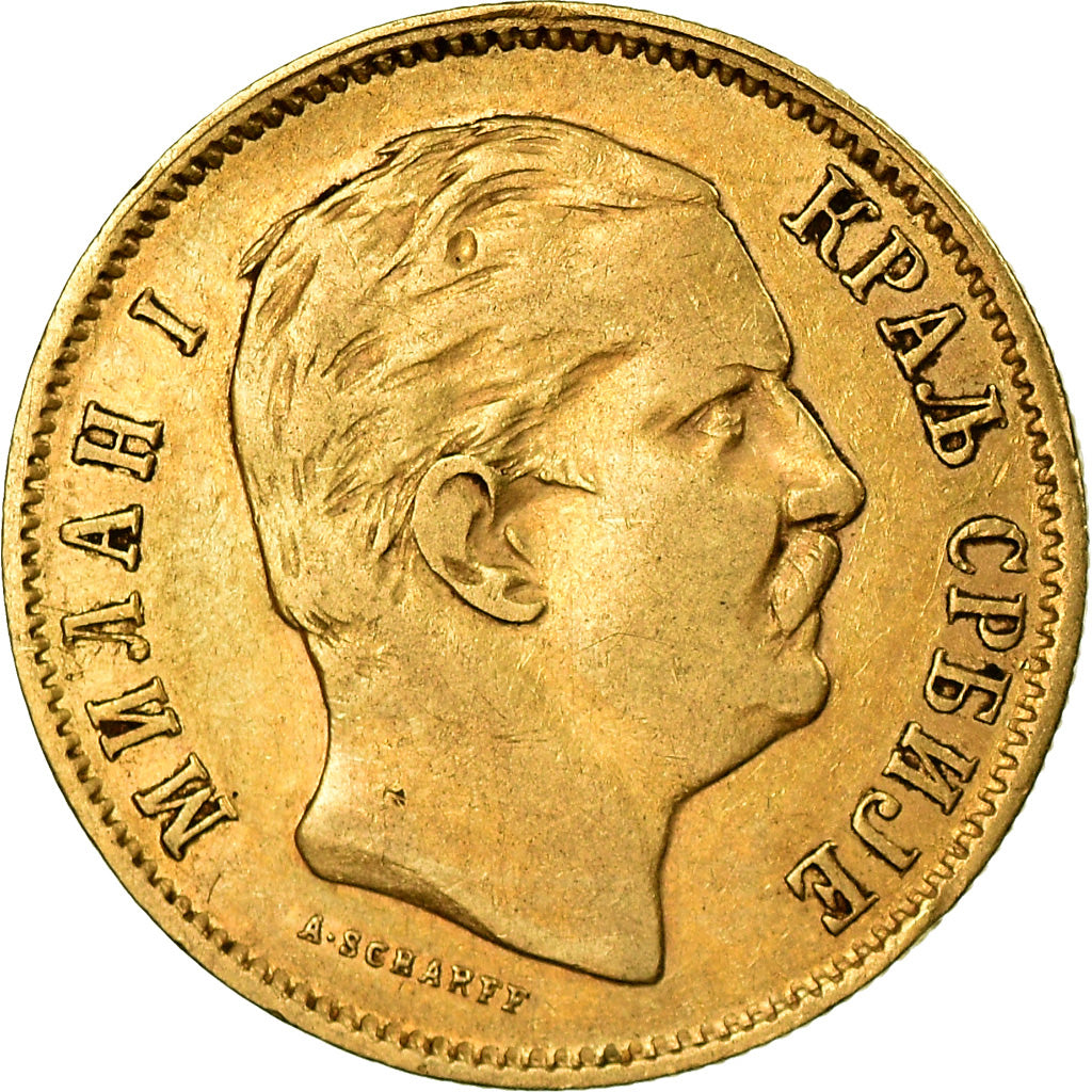 Monnaie, Serbie, Milan I, 10 Dinara, 1882, TTB, Or, KM:16