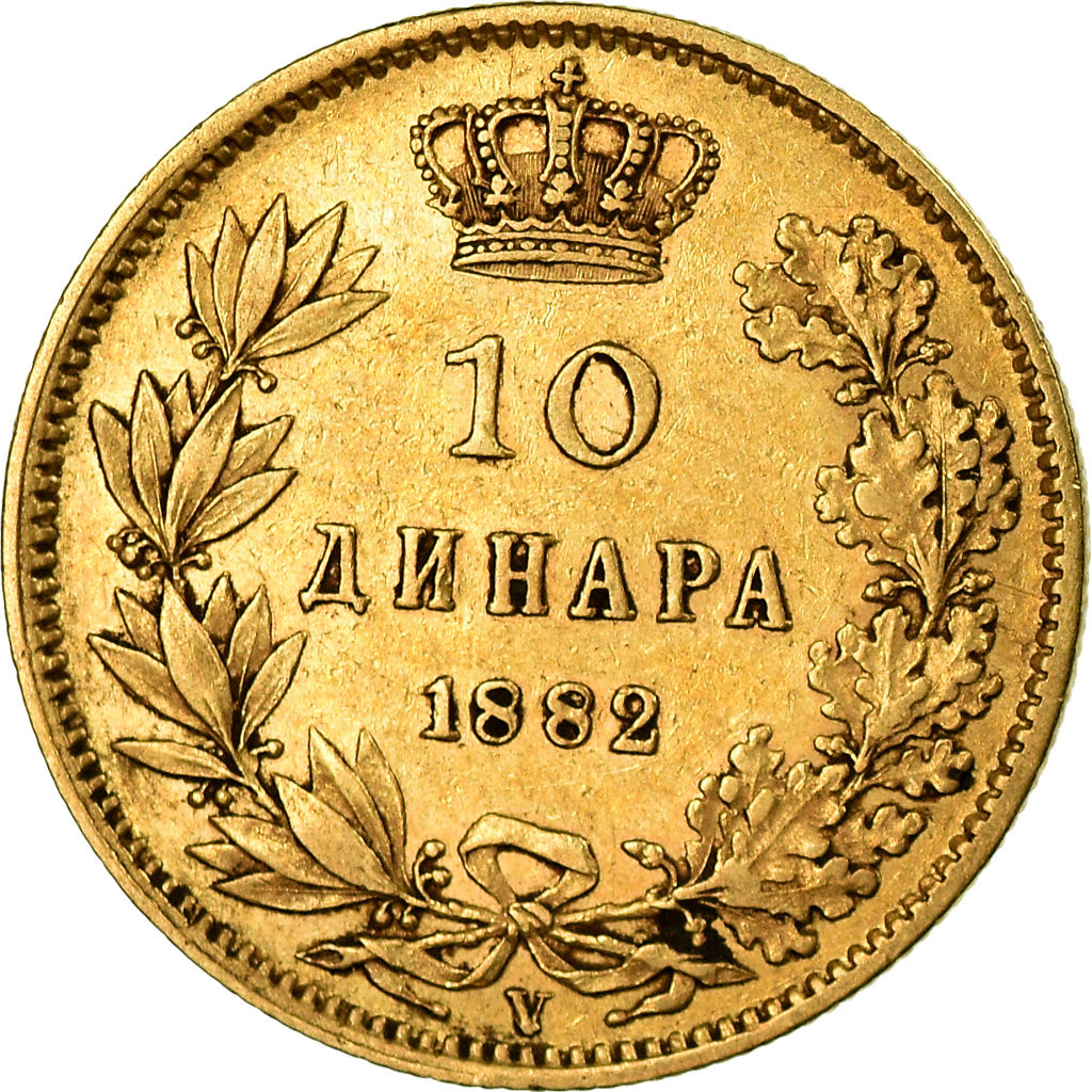 Monnaie, Serbie, Milan I, 10 Dinara, 1882, TTB, Or, KM:16