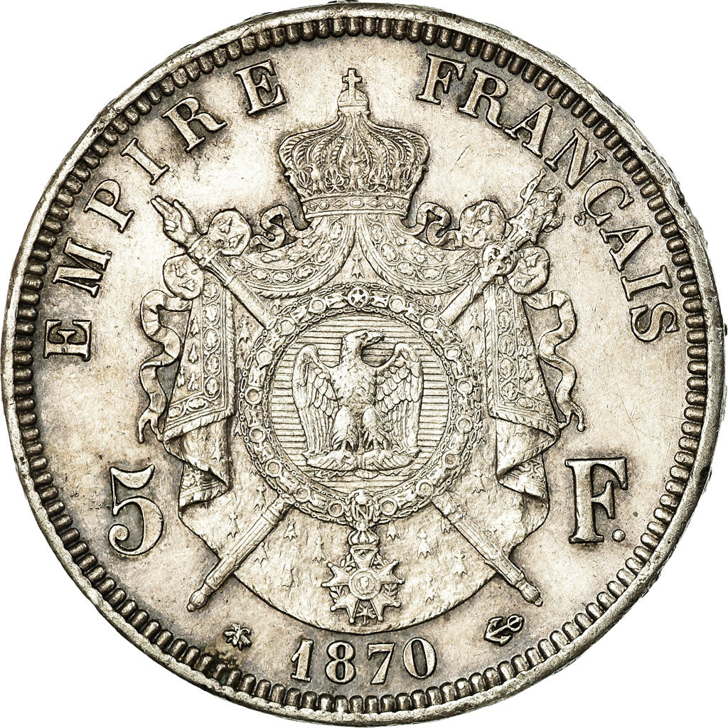 Monnaie, France, Napoleon III, Napoléon III, 5 Francs, 1870, Paris, TTB+