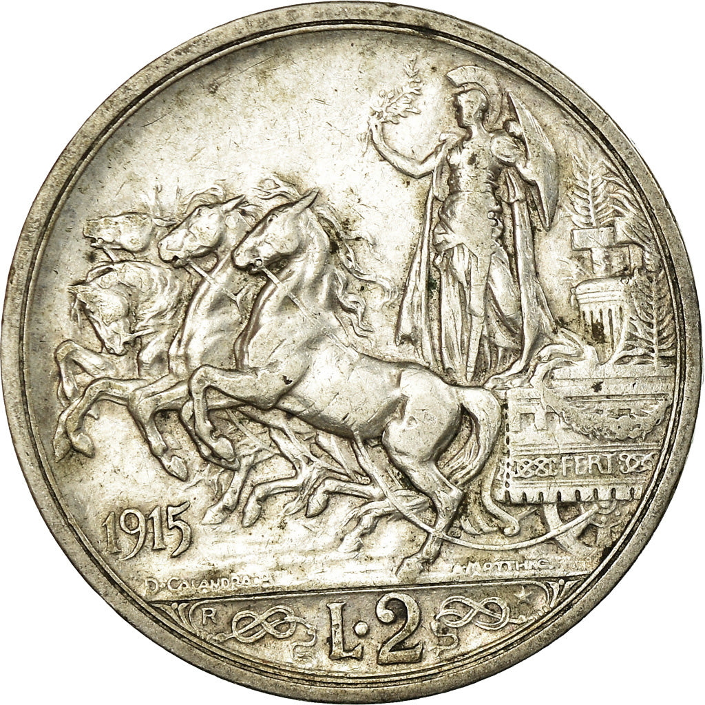 Coin, Italy, Vittorio Emanuele III, 2 Lire, 1915, Rome, EF(40-45), Silver, KM:55