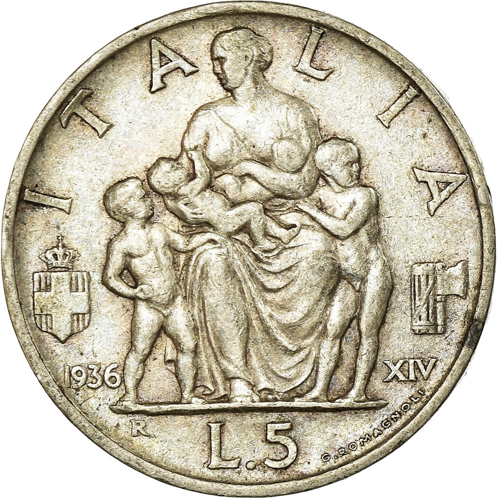 Monnaie, Italie, Vittorio Emanuele III, 5 Lire, 1936, Rome, TTB, Argent, KM:79