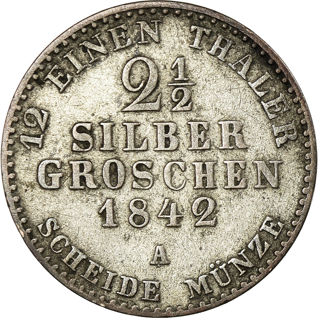 Coin, German States, PRUSSIA, Friedrich Wilhelm IV, 2-1/2 Silber Groschen, 1842