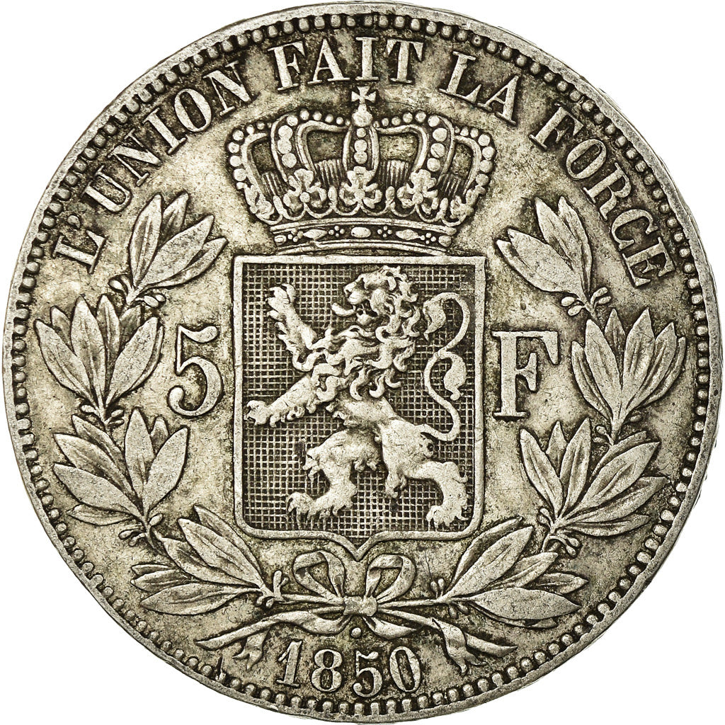 Coin, Belgium, Leopold I, 5 Francs, 5 Frank, 1850, EF(40-45), Silver, KM:17