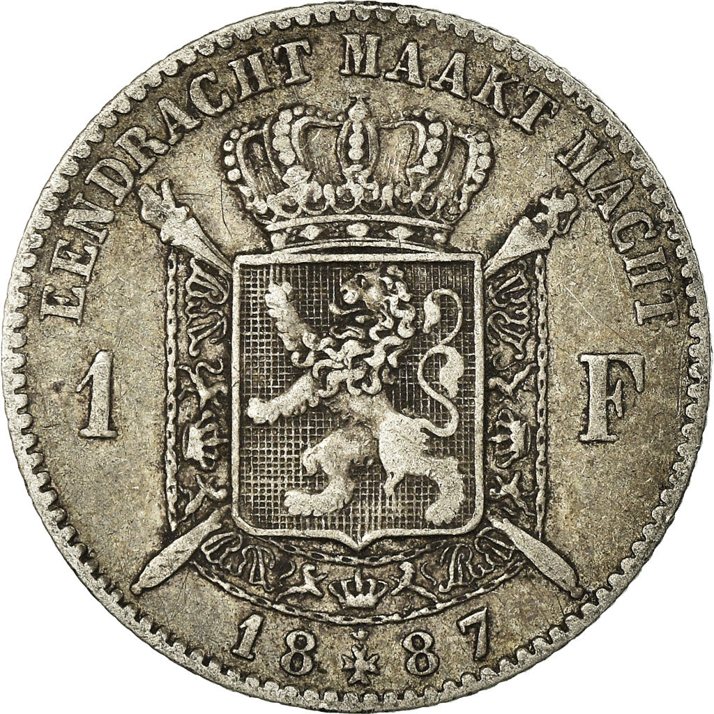 Coin, Belgium, Leopold II, Franc, 1887, VF(30-35), Silver, KM:29.1