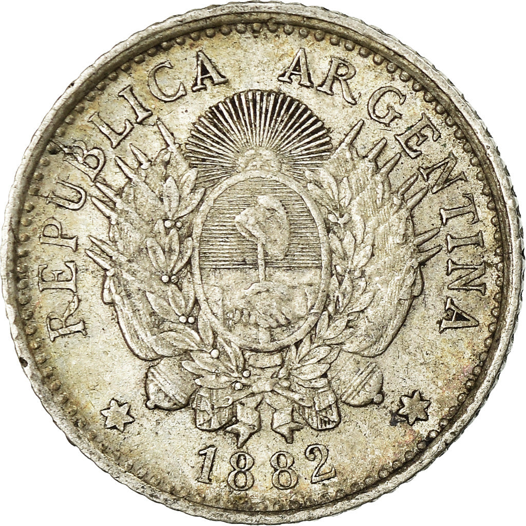 Coin, Argentina, 10 Centavos, 1882, AU(50-53), Silver, KM:26