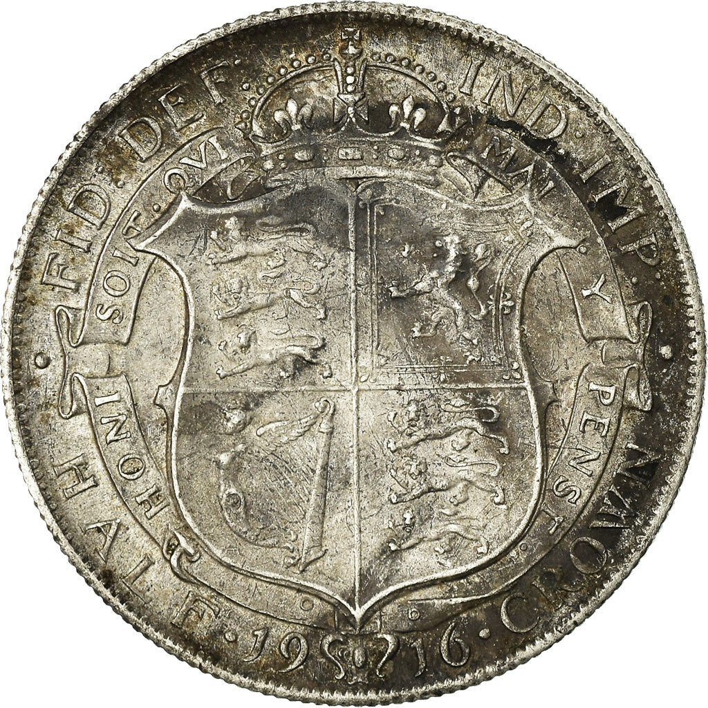 Coin, Great Britain, George V, 1/2 Crown, 1916, EF(40-45), Silver, KM:818.1