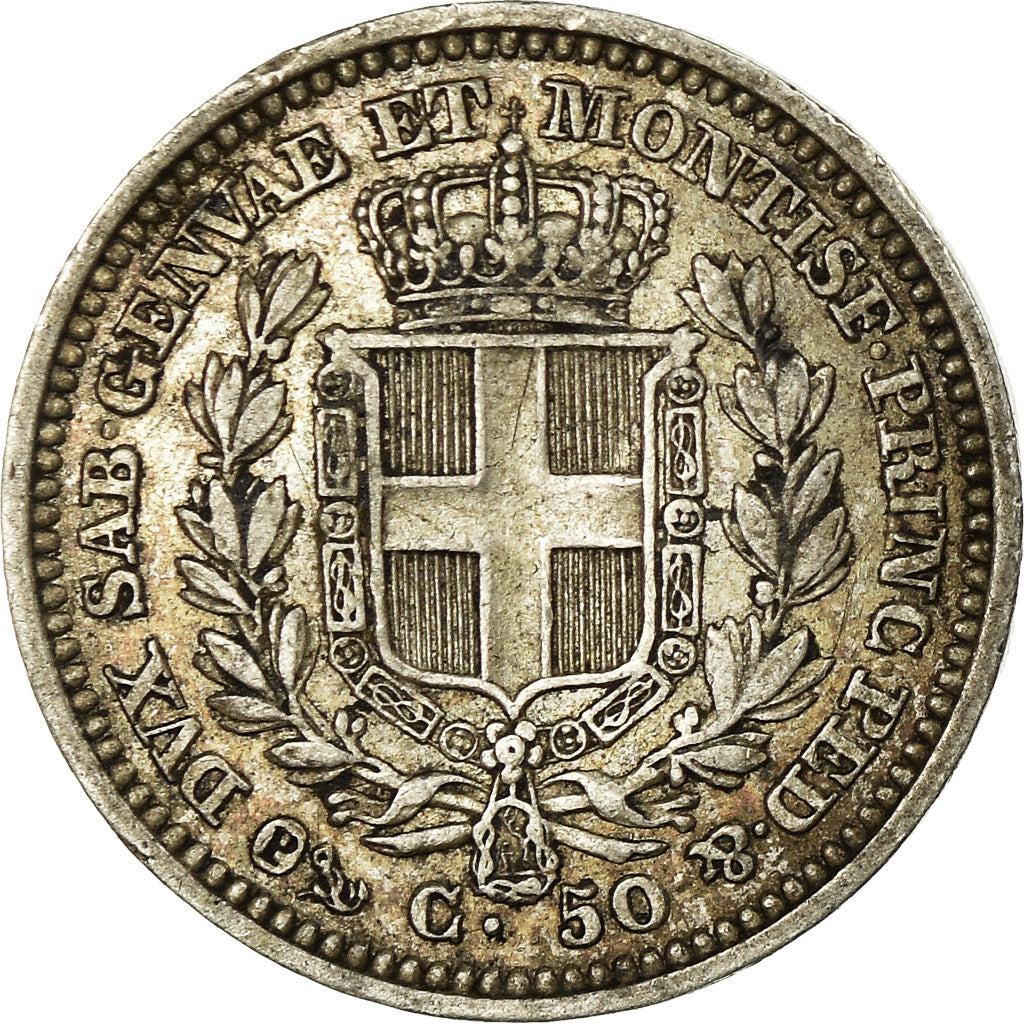 Monnaie, États italiens, SARDINIA, Carlo Alberto, 50 Centesimi, 1833, Genoa
