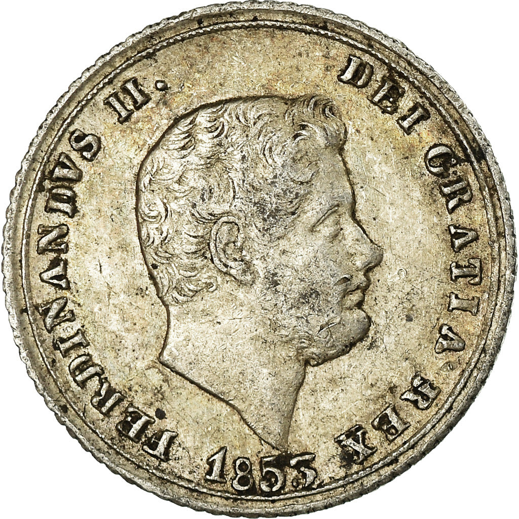 Coin, ITALIAN STATES, NAPLES, Ferdinando II, 10 Grana, 1853, EF(40-45), Silver