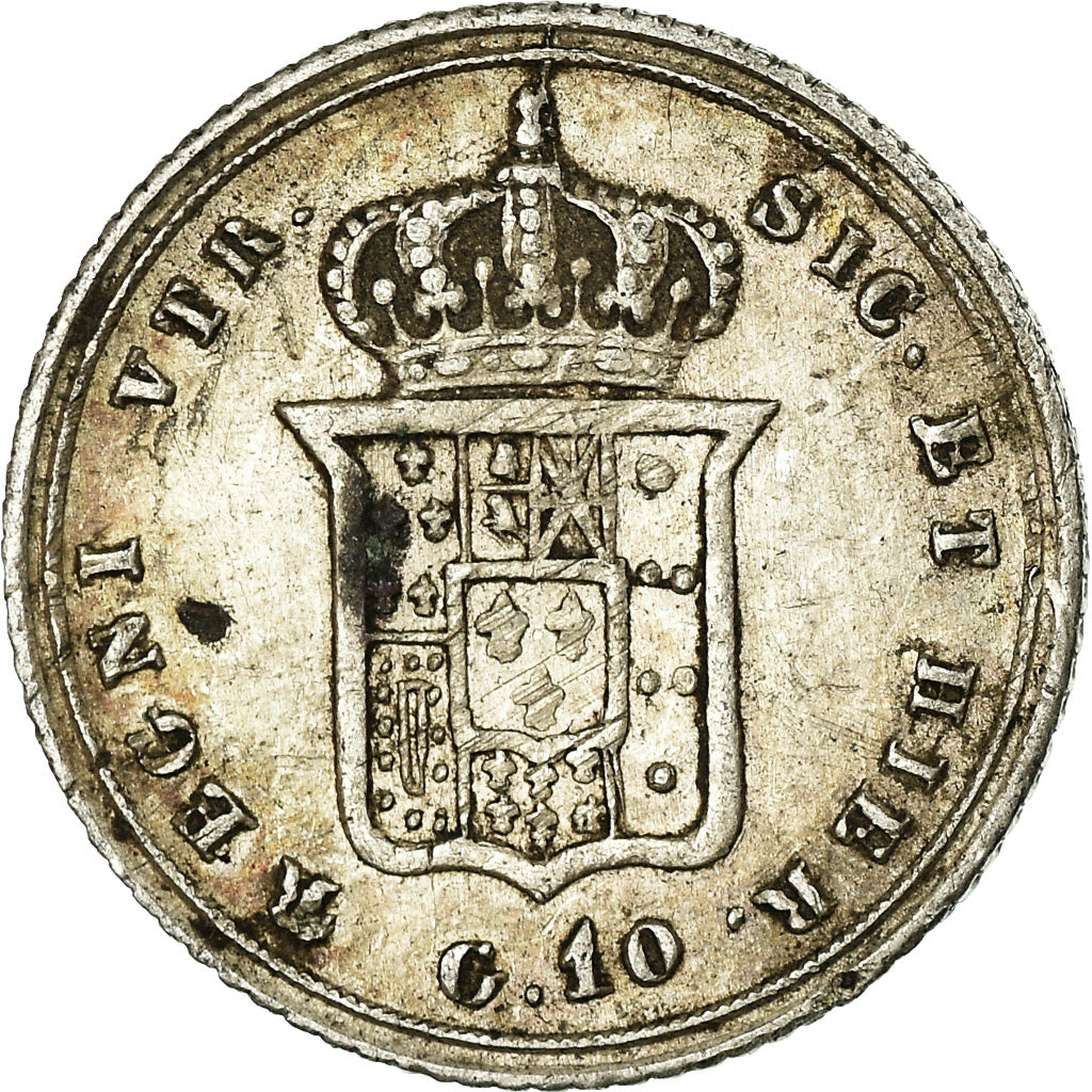 Coin, ITALIAN STATES, NAPLES, Ferdinando II, 10 Grana, 1853, EF(40-45), Silver