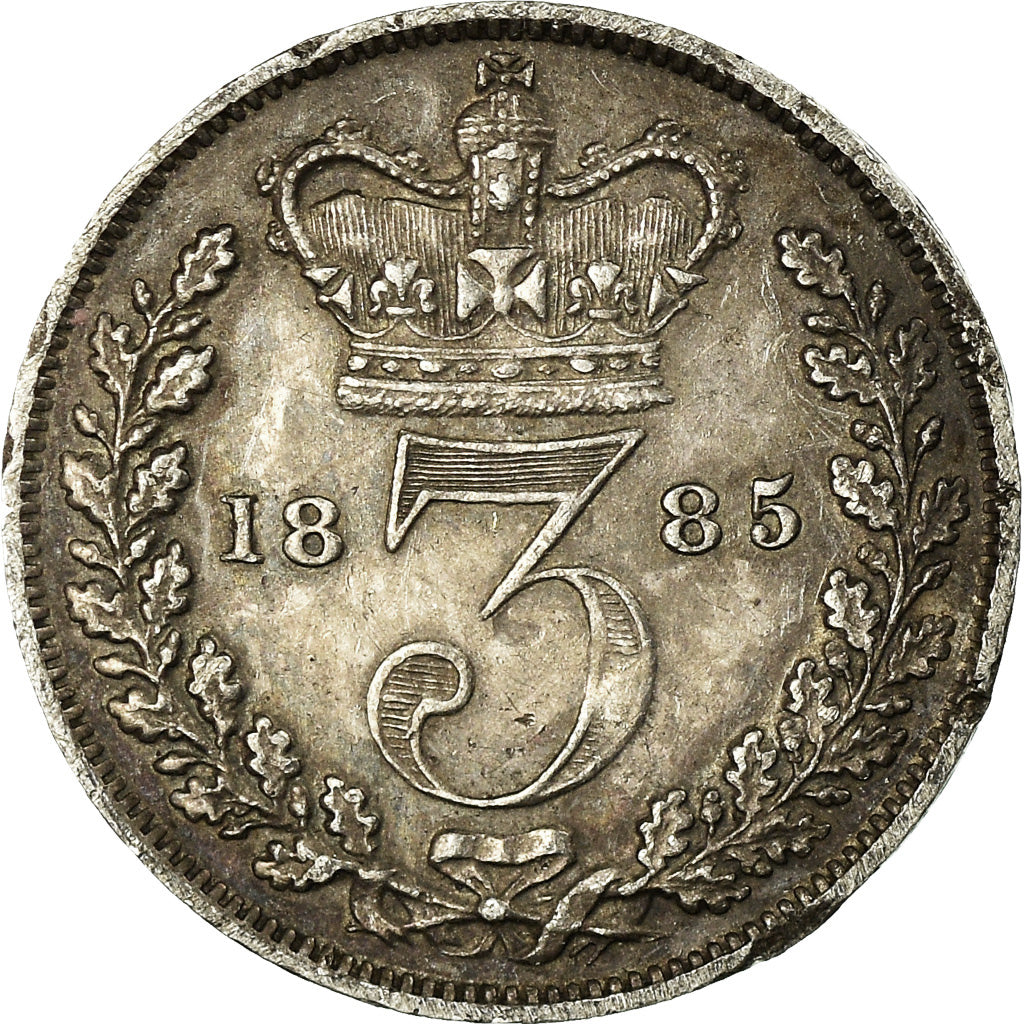 Coin, Great Britain, Victoria, 3 Pence, 1885, AU(50-53), Silver, KM:730