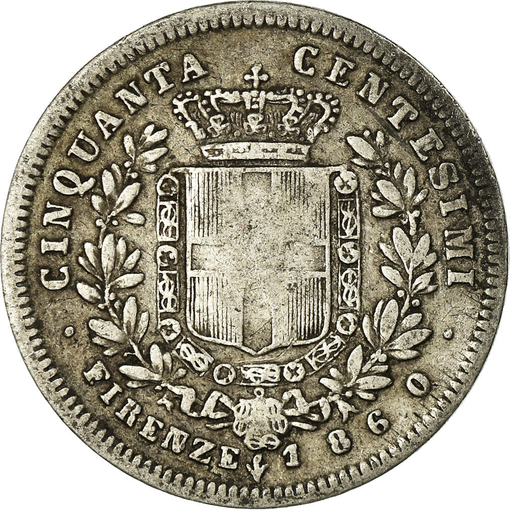 Münze, Italien Staaten, EMILIA, Vittorio Emanuele II, 50 Centesimi, 1860