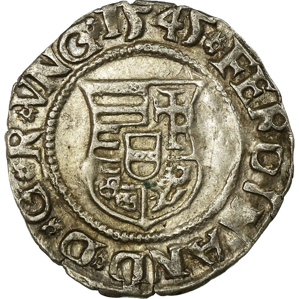 Coin, Hungary, Ferdinand I, Denar, 1545, Kremnitz, AU(50-53), Silver