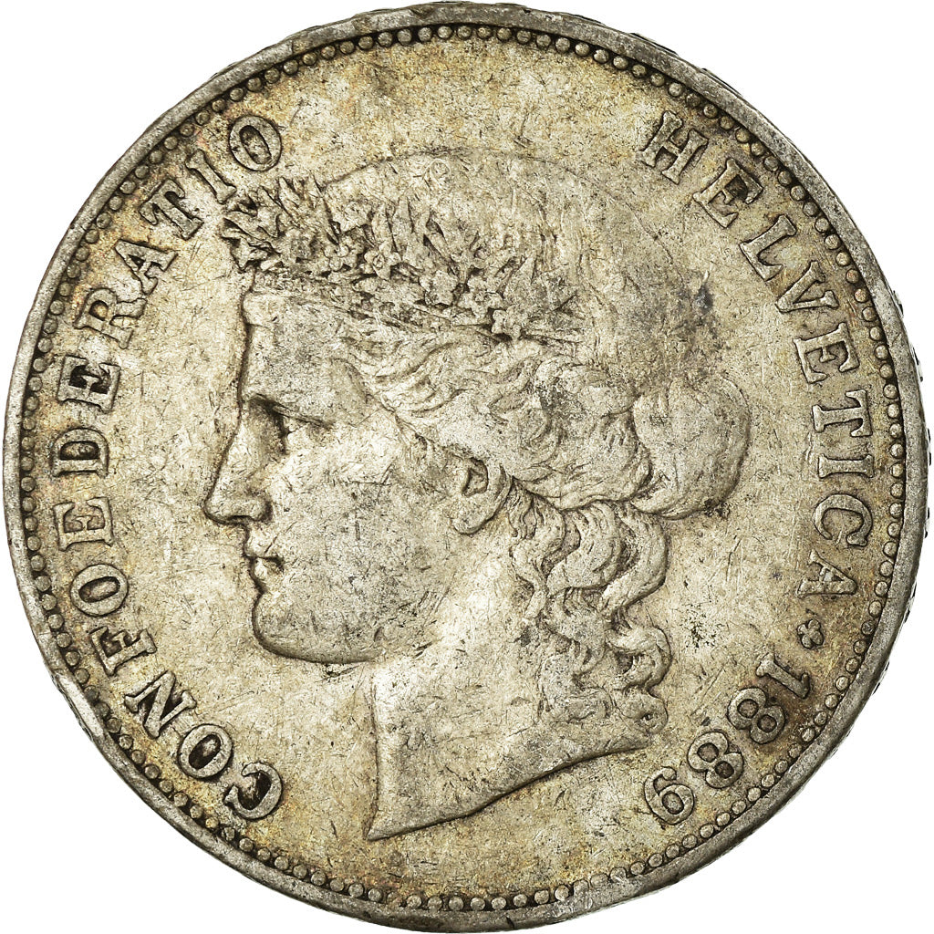Coin, Switzerland, 5 Francs, 1889, Bern, EF(40-45), Silver, KM:34