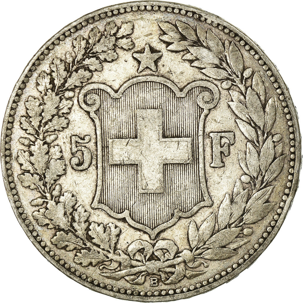 Coin, Switzerland, 5 Francs, 1889, Bern, EF(40-45), Silver, KM:34