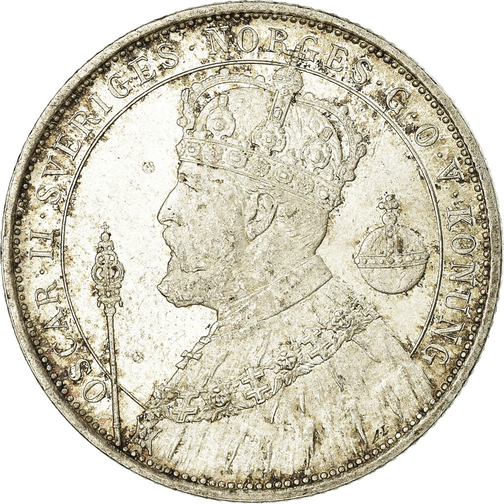 Coin, Sweden, Oscar II, 2 Kronor, 1897, MS(60-62), Silver, KM:762