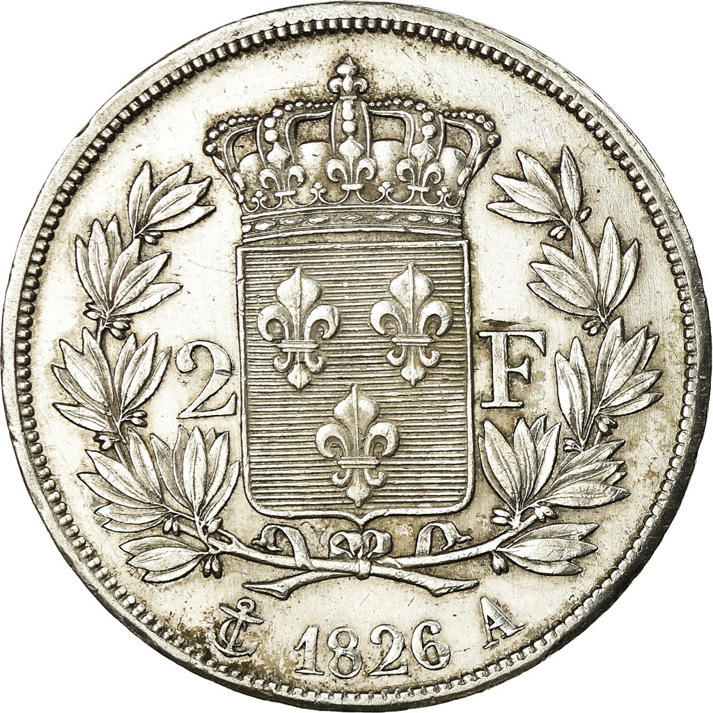 Moneta, Francia, Charles X, 2 Francs, 1826, Paris, BB+, Argento, KM:725.1