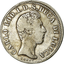 Moneda, Estados italianos, LUCCA, Carlo Ludovico, 2 Lire, 1837, BC+, Plata