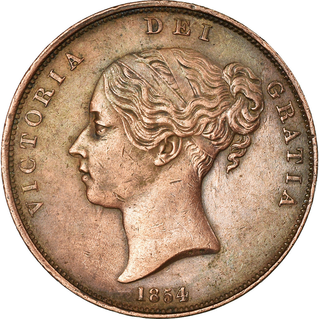 Coin, Great Britain, Victoria, Penny, 1854, AU(50-53), Copper, KM:739