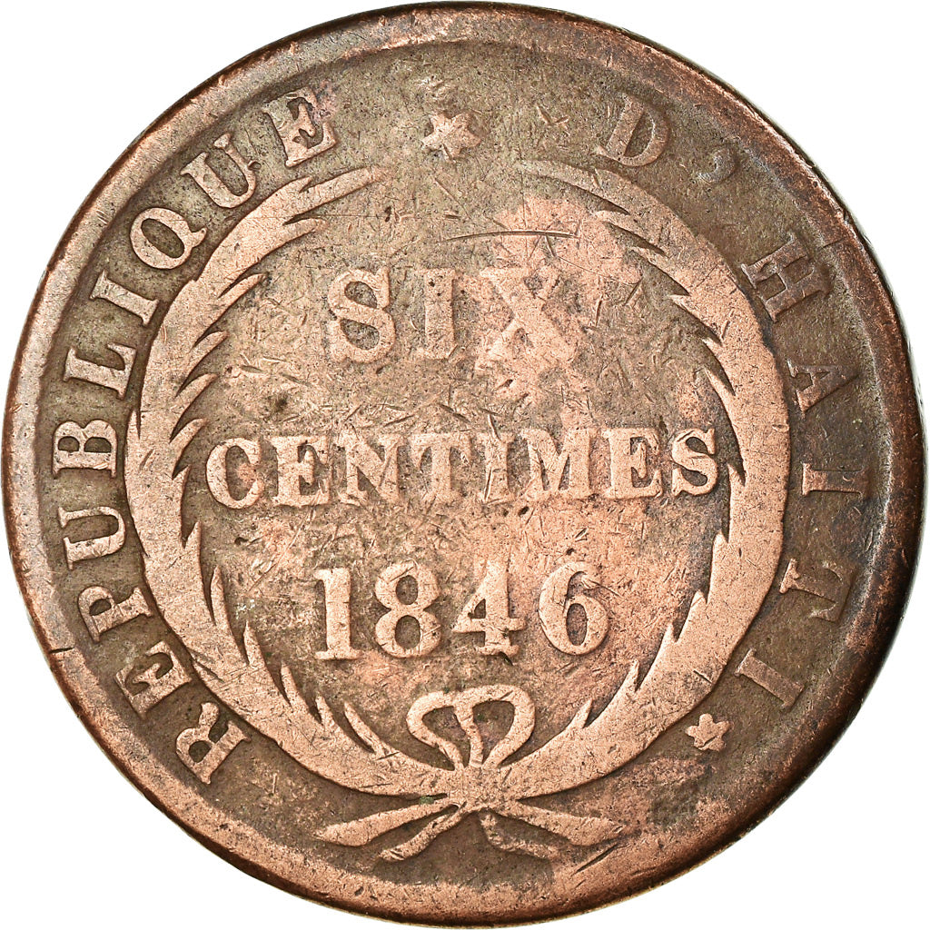 Coin, Haiti, 6 Centimes, 1846, F(12-15), Copper, KM:28