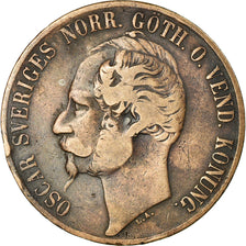 Coin, Sweden, Oscar I, 5 Öre, 1857, VF(30-35), Bronze, KM:690
