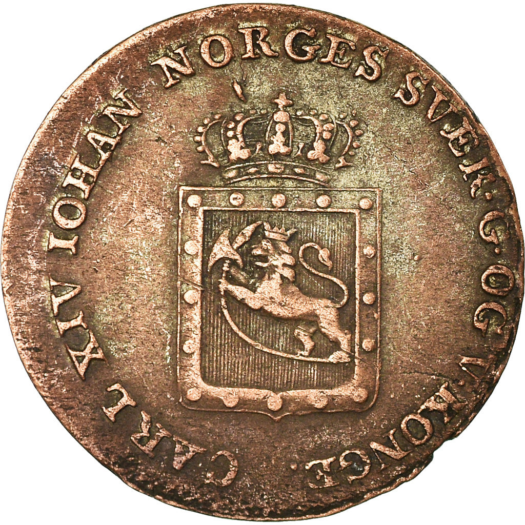 Moeda, Noruega, Carl XIV, 2 Skilling, 1825, Kongsberg, EF(40-45), Prata, KM:297