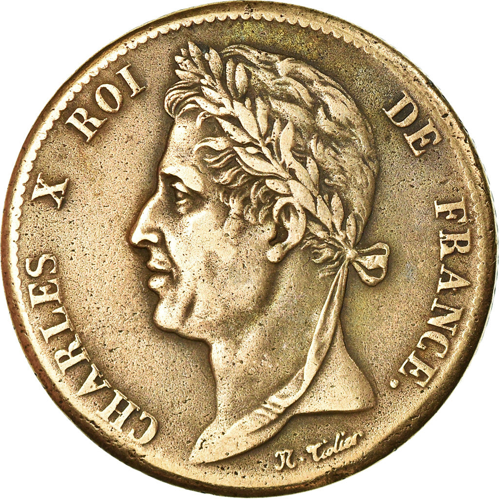 Coin, FRENCH COLONIES, Charles X, 5 Centimes, 1828, Paris, EF(40-45), Bronze