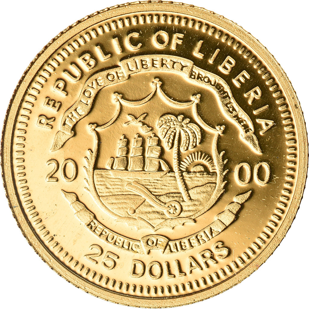 Liberia, 25 Dollars, César, 2000, American Mint, MS(65-70), Gold, KM:631