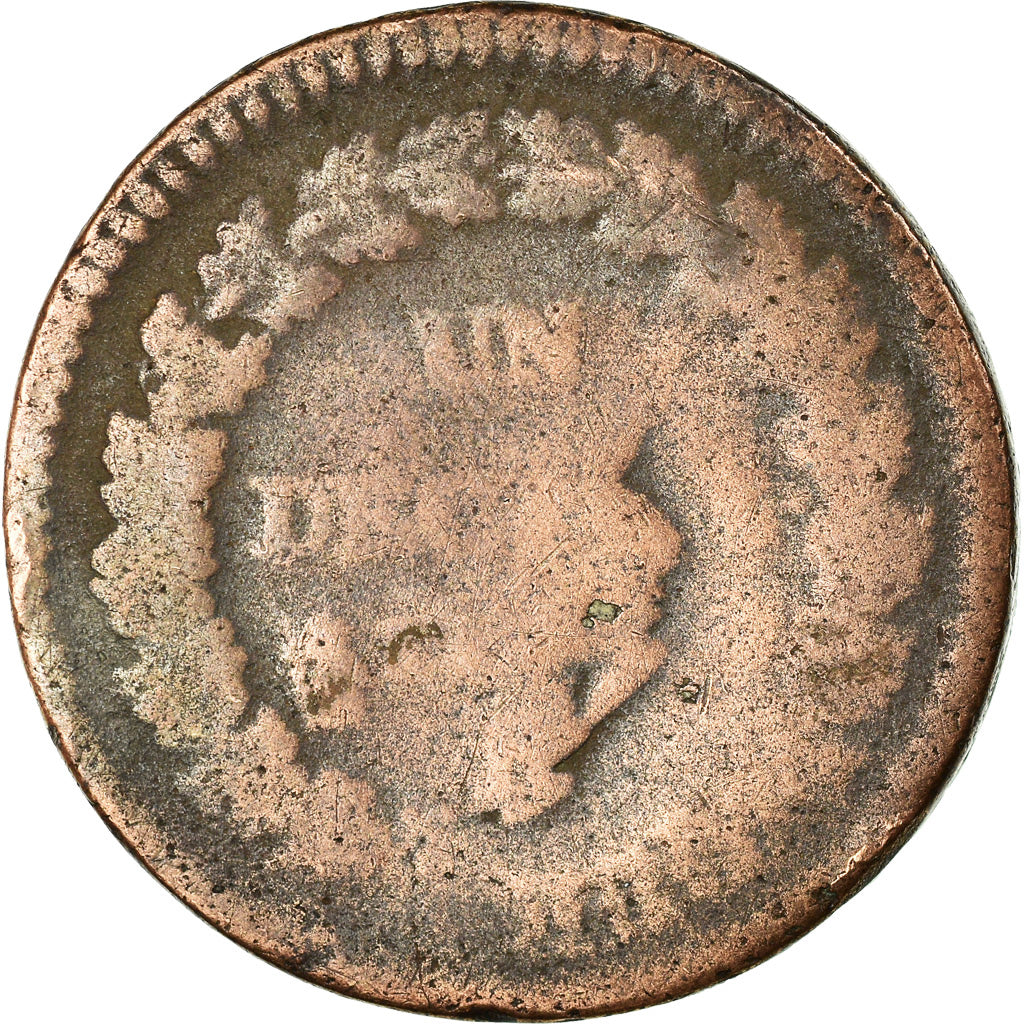 Moeda, França, Decime, Paris, Surfrappe du Décime, F(12-15), Bronze