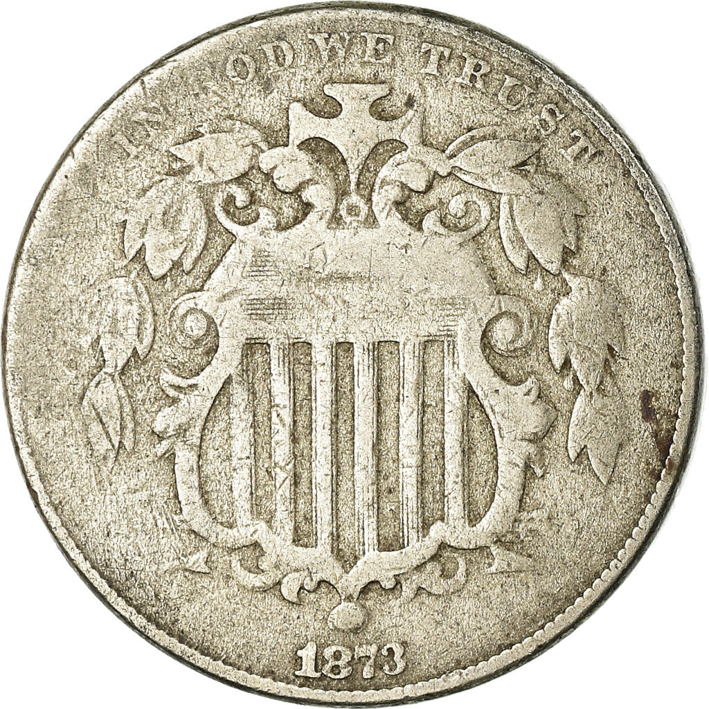 Coin, United States, Shield Nickel, 5 Cents, 1873, U.S. Mint, Philadelphia
