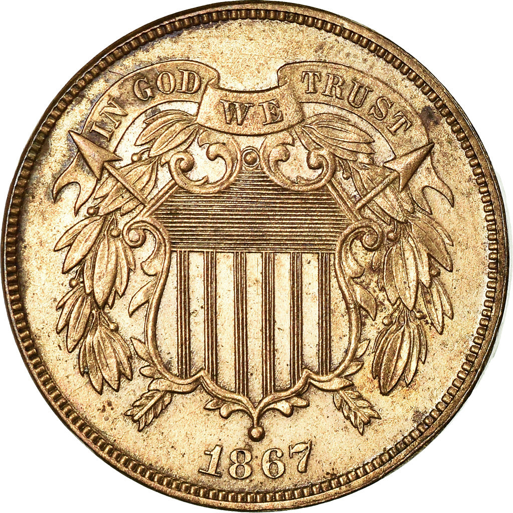 Munten, Verenigde Staten, 2 Cents, 1867, U.S. Mint, Philadelphia, PR
