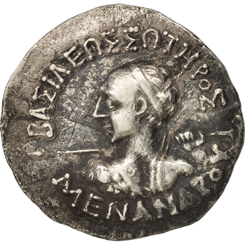 Menander, Baktria, Drachm, 160-145 BC, Silver, Sear:7604