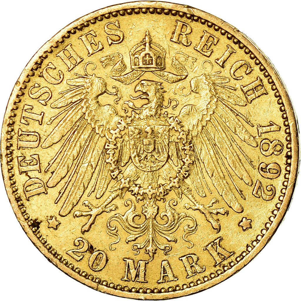 Munten, Duitse staten, PRUSSIA, Wilhelm II, 20 Mark, 1892, Berlin, ZF, Goud