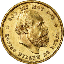 Coin, Netherlands, William III, 10 Gulden, 1876, AU(55-58), Gold, KM:106