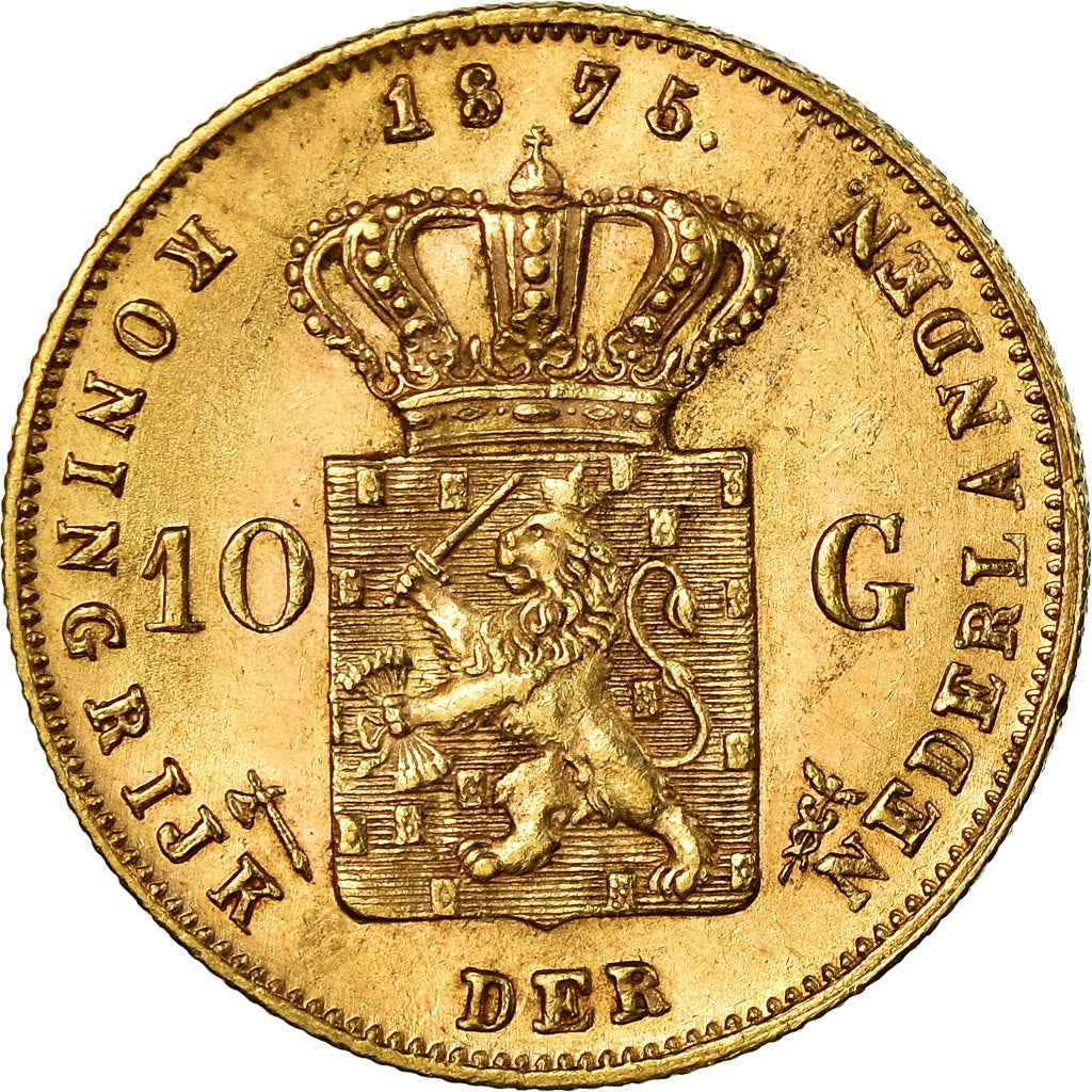Monnaie, Pays-Bas, William III, 10 Gulden, 1875, TTB+, Or, KM:105
