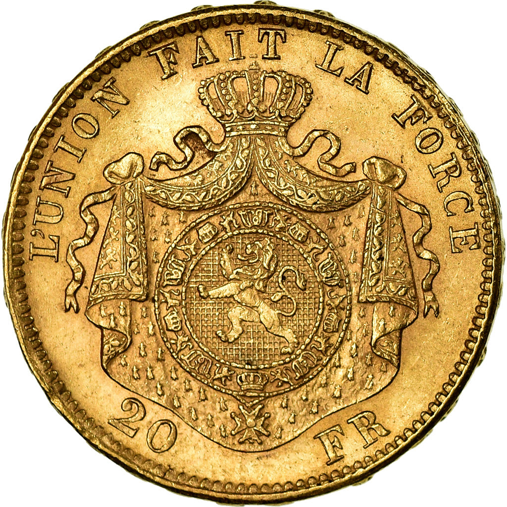 Coin, Belgium, Leopold II, 20 Francs, 20 Frank, 1875, AU(55-58), Gold, KM:37