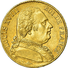 Coin, France, Louis XVIII, Louis XVIII, 20 Francs, 1815, Paris, AU(50-53), Gold
