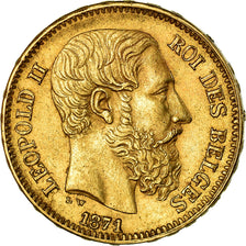 Coin, Belgium, Leopold II, 20 Francs, 20 Frank, 1871, AU(50-53), Gold, KM:37