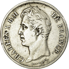 Moneda, Francia, Charles X, 5 Francs, 1829, Lille, BC+, Plata, KM:728.13