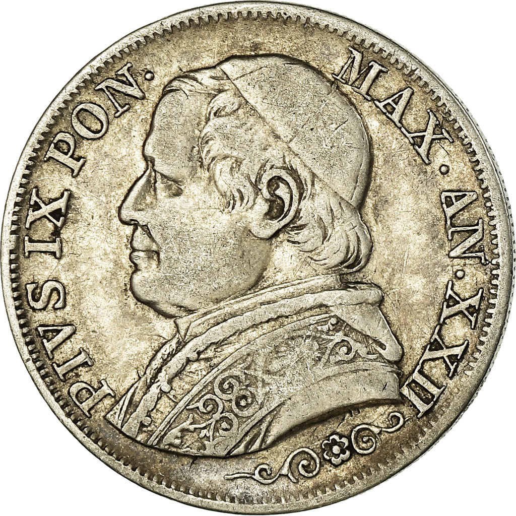 Münze, Italien Staaten, PAPAL STATES, Pius IX, Lira, 1867, Rome, S+, Silber