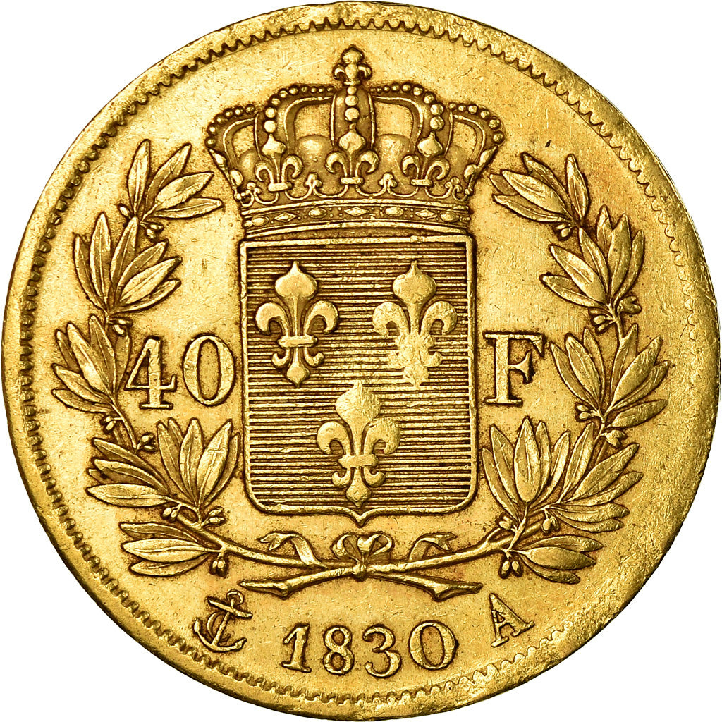 Moeda, França, Charles X, 40 Francs, 1830, Paris, EF(40-45), Dourado, KM:721.1