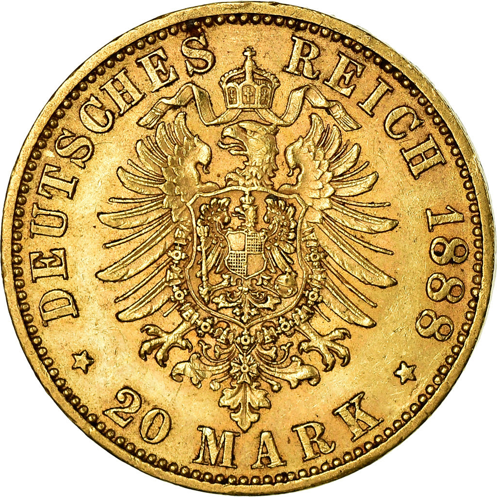 Moneda, Estados alemanes, PRUSSIA, Friedrich III, 20 Mark, 1888, Berlin, MBC+