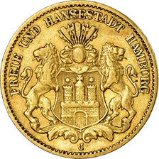 Coin, German States, HAMBURG, 10 Mark, 1875, Hambourg, EF(40-45), Gold, KM:600