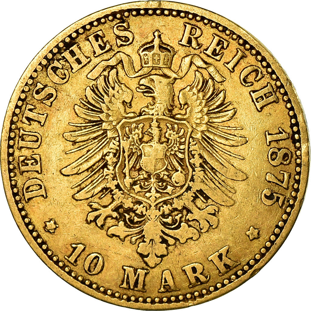 Coin, German States, HAMBURG, 10 Mark, 1875, Hambourg, EF(40-45), Gold, KM:600