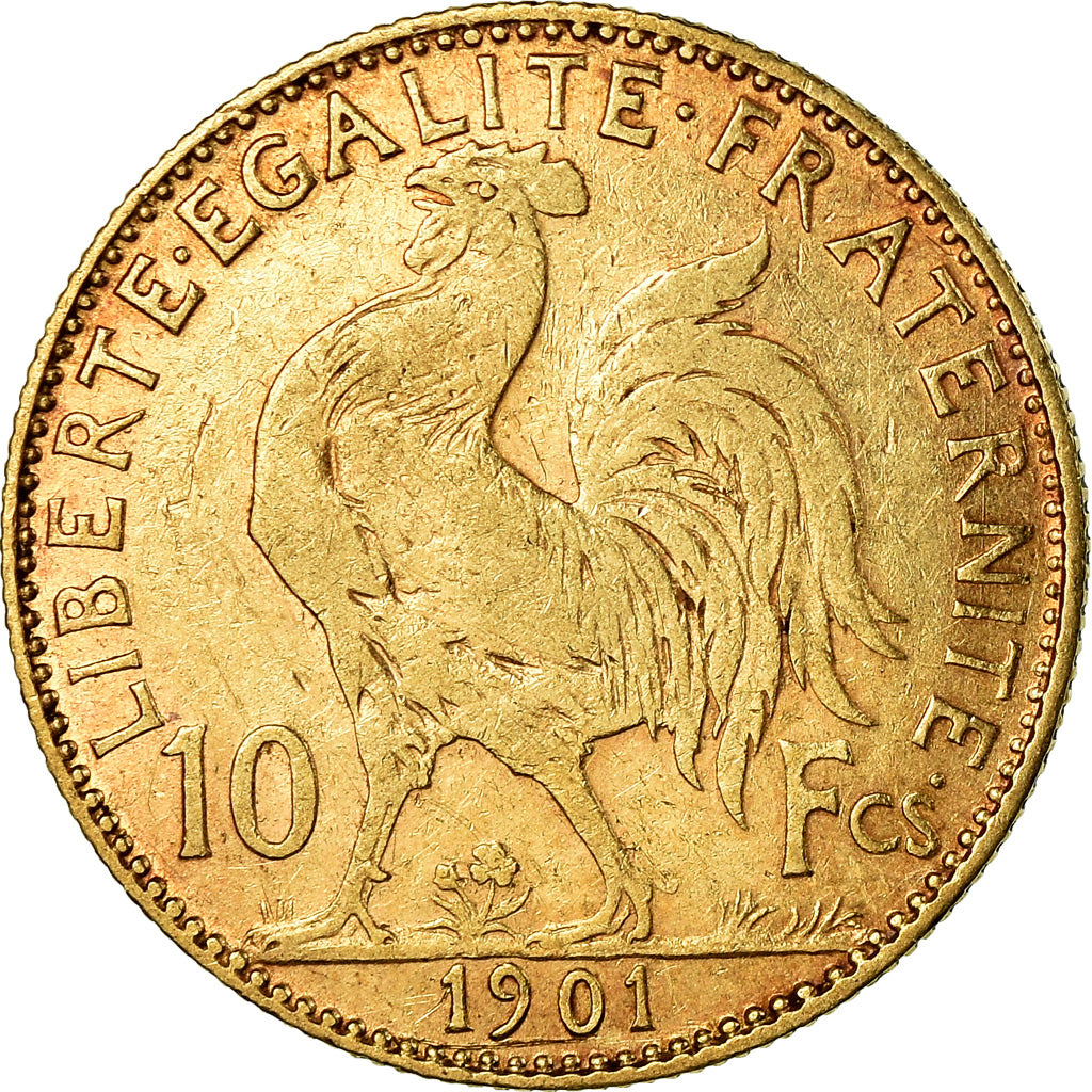 Moeda, França, Marianne, 10 Francs, 1901, Paris, VF(30-35), Dourado, KM:846