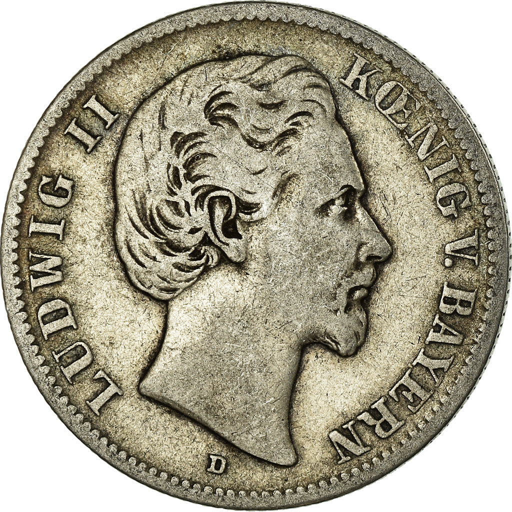 Coin, German States, BAVARIA, Ludwig II, 2 Mark, 1876, Munich, VF(20-25)