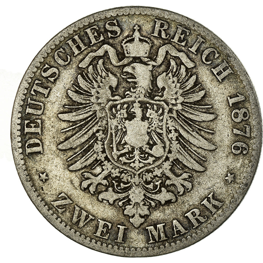 Coin, German States, BAVARIA, Ludwig II, 2 Mark, 1876, Munich, VF(20-25)