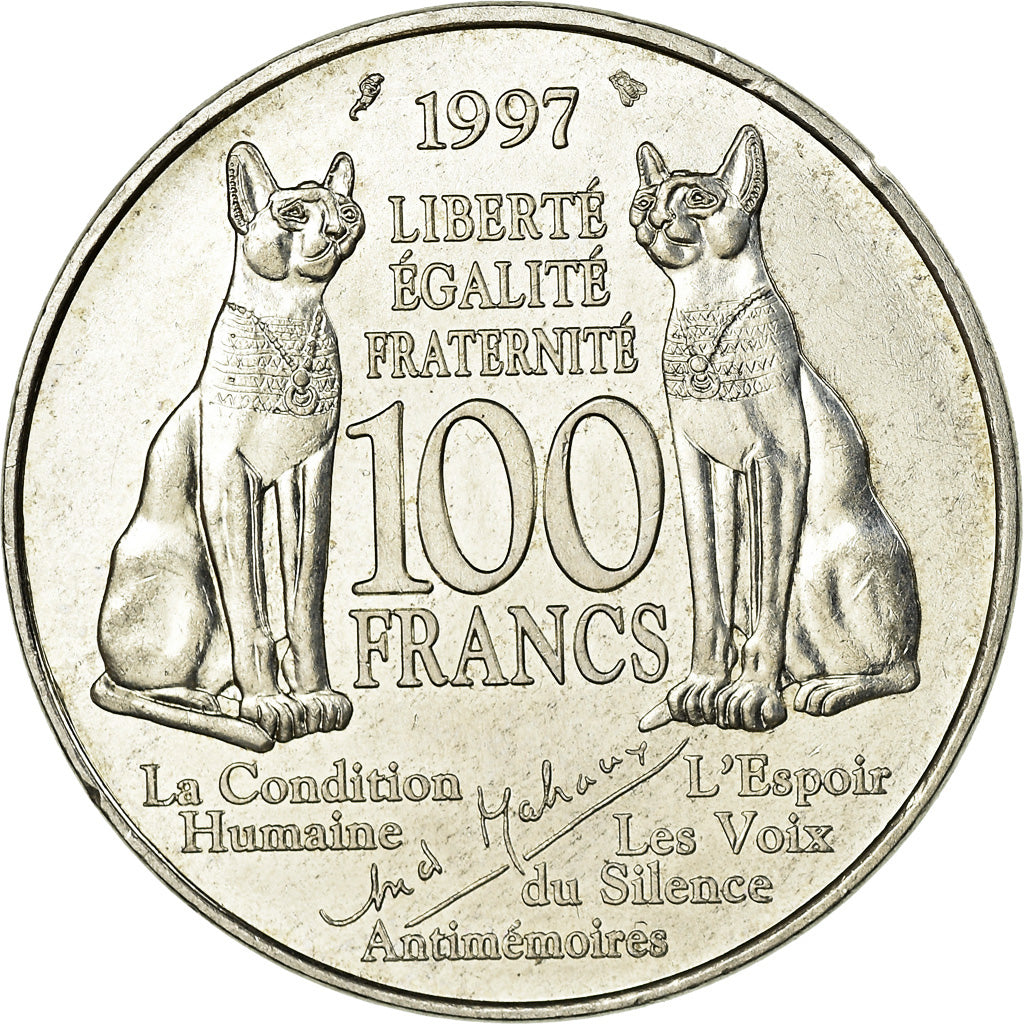 Münze, Frankreich, André Malraux, 100 Francs, 1997, VZ+, Silber, KM:1188