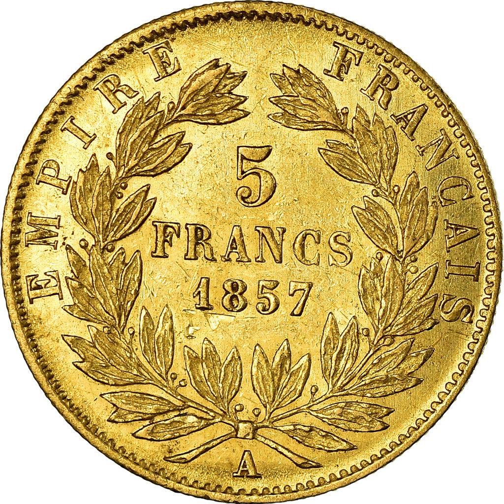 Münze, Frankreich, Napoleon III, 5 Francs, 1857, Paris, SS+, Gold, KM:787.1