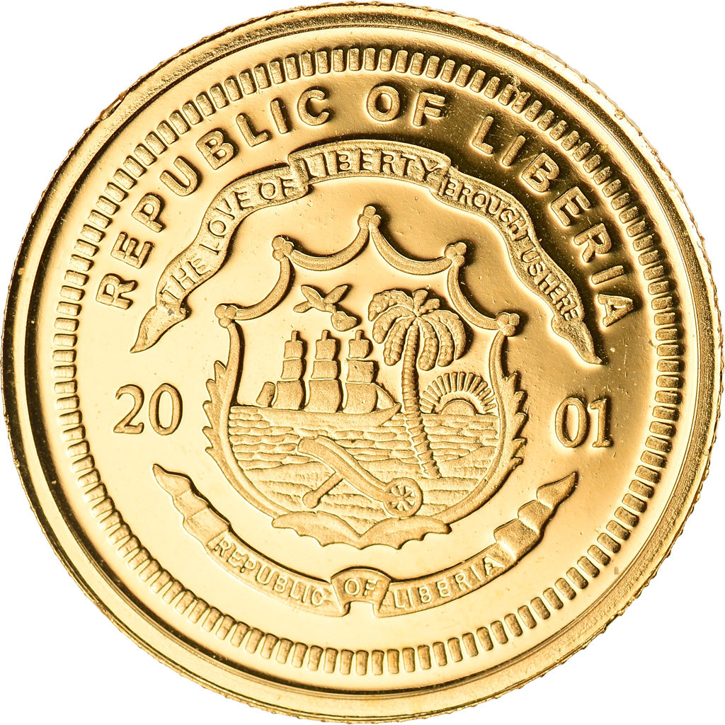 Coin, Liberia, Jeanne d'Arc, 25 Dollars, 2001, American Mint, MS(65-70), Gold